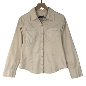 PATAGONIA Hemp Blend Shirt Women's Sz 6 Beige Long Sleeve Button Up Casual